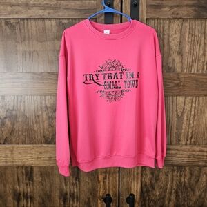 NWOT Hot Pink M Try That In A Small Town Sweatshirt Country Southern Aldean